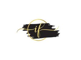 Colorful If Signature Logo, Minimalist IF Logo Letter Vector Image