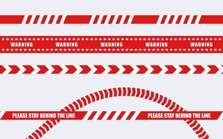 Red warning tapes set. Marking tape seamless ribbons. Barrier tape. Caution tapes. Vector scalable graphics