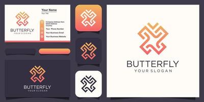 Butterfly Logo geometric design abstract vector template Linear style icon.