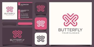 Butterfly Logo geometric design abstract vector template Linear style icon.