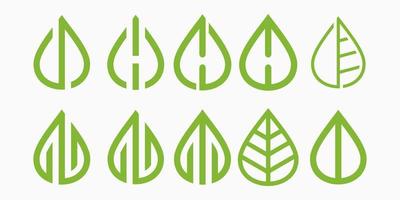 leaf drop logo icon set. minimalist leaves vector illustration.