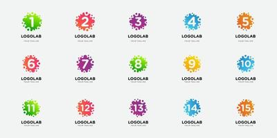 set of collection number with dot and molecule concept logo template. vector