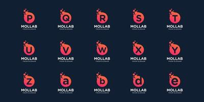 set of logotype letter initial with dot and molecule concept logo template. vector