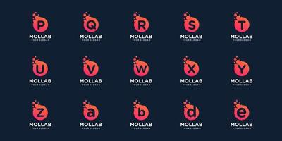 set of logotype letter initial with dot and molecule concept logo template. vector