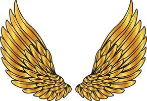 Vector illustration of golden wings. Suitable for sticker, poster, etc