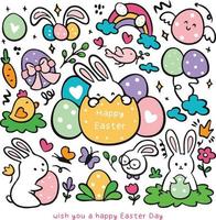 Easter day doodle. Vector illustration for wrapping, fabric, card, banner, poster, etc