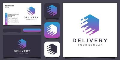 Fast Box Logo Vector. Speed Moving Box Logotype. Delivery and logistic logo design concept. vector