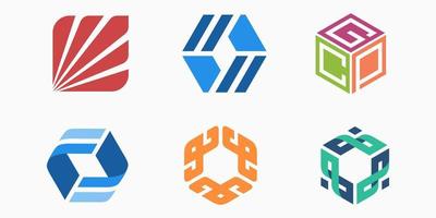 creative hexagon logo icon set. simple cube design vector illustration