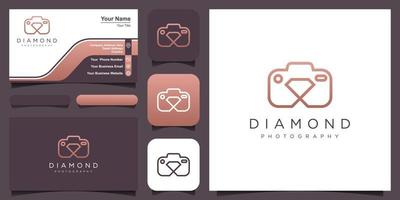 diamond photo logo, diamond with camera design vector simple elegant modern style.