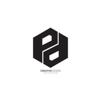 Letter p d hexagon shape black modern flat polygon logo vector