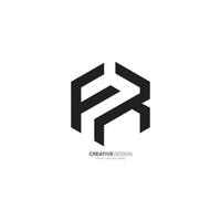 polygonal letter F R or R F hexagon unique monogram logo vector