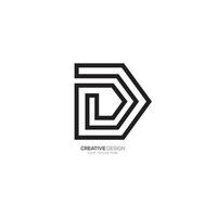 Letter D D line art minimalist monogram logo design vector