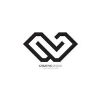 Modern letter W line art minimal negative unique logo vector