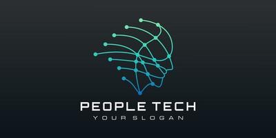 Head tech logo, robotic technology logo vector design inspiration