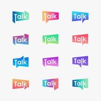 set of talk lettering with bubble logo. chat, speak, logo template. talk vector logotype design template.