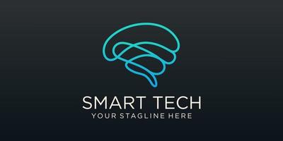 Brain tech logo design. Artificial intelligence and technology logo Vector design