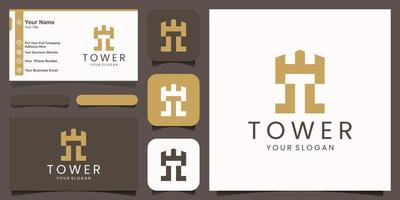 Castle logo with letter T icon design illustration vector