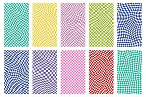 Groovy retro pattern background in psychedelic checkered backdrop style. A chessboard in a minimalist abstract design with a 60s 70s aesthetic vibe. hippie style y2k. funky print vector illustration