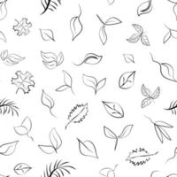 Seamless pattern of leaves symbolizing eco, green energy, ecology. Vector image, sketch in line art style
