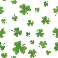 Vector seamless clover pattern. Clover pattern for Saint Patricks Day. Clover pattern with three and four leaf. Chaotic shamrocks pattern.