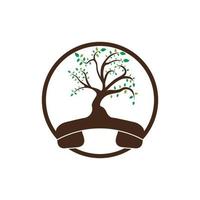 Nature call vector logo design. Handset tree icon design template.