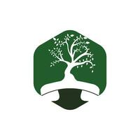 diseño de logotipo de vector de llamada de naturaleza. plantilla de diseño de icono de árbol de auricular.