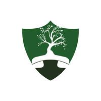 diseño de logotipo de vector de llamada de naturaleza. plantilla de diseño de icono de árbol de auricular.