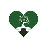 Nature call vector logo design. Handset tree with heart icon design template.