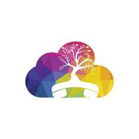 naturaleza llamada vector logo diseño. auricular árbol con nube icono diseño modelo.