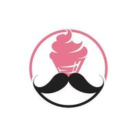 Mister ice cream vector logo design. Ice cream with mustache icon logo design.