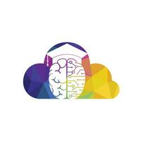 Brain and graduation cap with cloud icon design. Educational and institutional logo design. vector