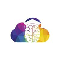 Brain and graduation cap with cloud icon design. Educational and institutional logo design. vector