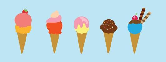 Set of ice cream cones. vector