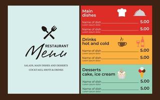 Restaurant menu. Flat design, vector