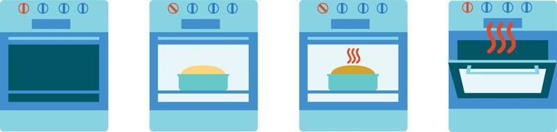 Oven icons set on white background closed oven, baking and open vector