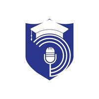 diseño de símbolo de icono de logotipo de podcast de posgrado. concepto de logotipo de podcast de educación. vector