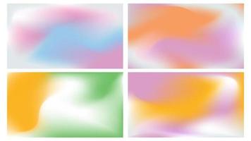 Y2k aura gradient background holographic set. Pearlescent holographic aurora pattern backdrop. 90s blur colorful gradation ombre wallpaper illustration for presentation collection vector