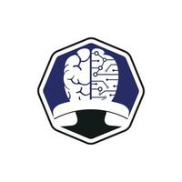 Brain call vector logo design template. Tech communication logo concept.