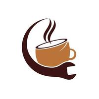 Coffee wrench vector logo design template.