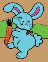 Rabbit with carrot Cute rabbit ready to eat carrot and that is happy rabbit vector