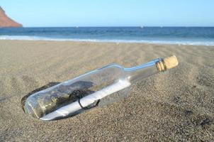 Bottle in the sand photo