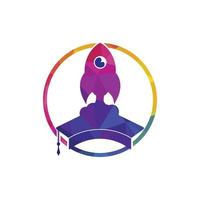 Graduation rocket vector logo design.