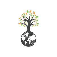 Globe tree vector logo design template. Planet and eco symbol or icon.