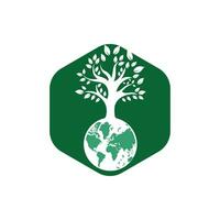 plantilla de diseño de logotipo de vector de árbol de globo. planeta y eco símbolo o icono.