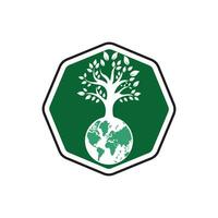 plantilla de diseño de logotipo de vector de árbol de globo. planeta y eco símbolo o icono.