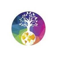 Globe tree vector logo design template. Planet and eco symbol or icon.