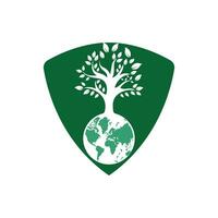 plantilla de diseño de logotipo de vector de árbol de globo. planeta y eco símbolo o icono.