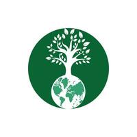 plantilla de diseño de logotipo de vector de árbol de globo. planeta y eco símbolo o icono.