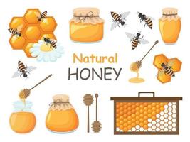 Set of beekeeping sweet elements vector