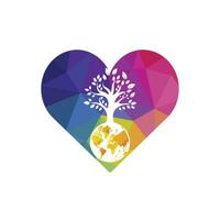 Globe tree with heart vector logo design template. Planet and eco symbol or icon.